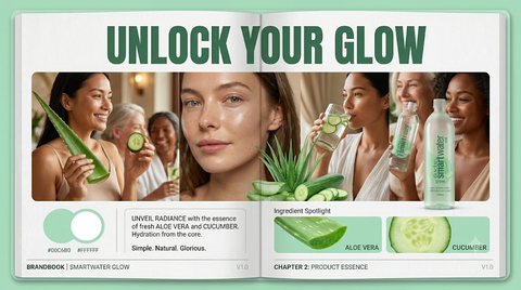 Smartwater Glow brand book spread